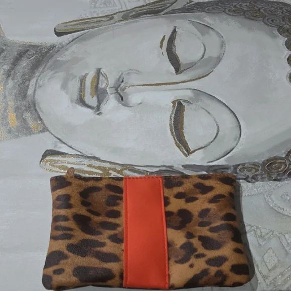 Ipsy Leopard Print Cosmetic Bag with Red Accent - Picture 3 of 9